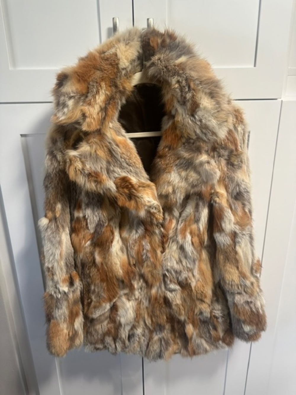 Fox Fur Coat - Multi Colored - Women's Jacket - Tan, Cream, Brown, Red & Taupe